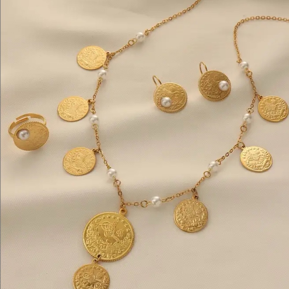 Plated 18k gold Turkish coin set